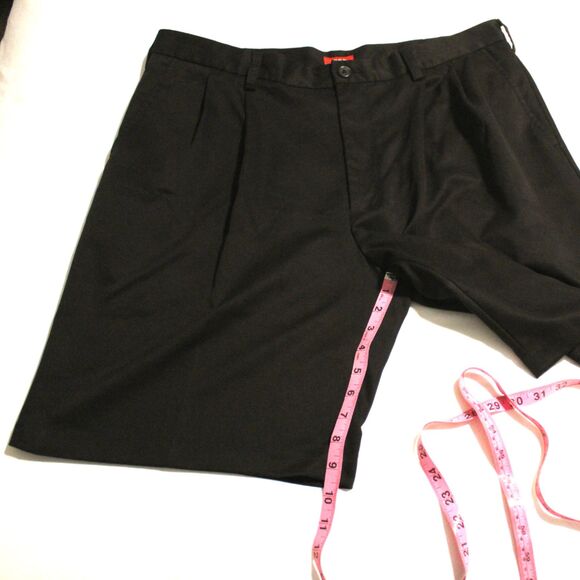 Men's IZOD Black Mid-Length Pleated Shorts with Front and Back Pockets Size 38 - Picture 4 of 7